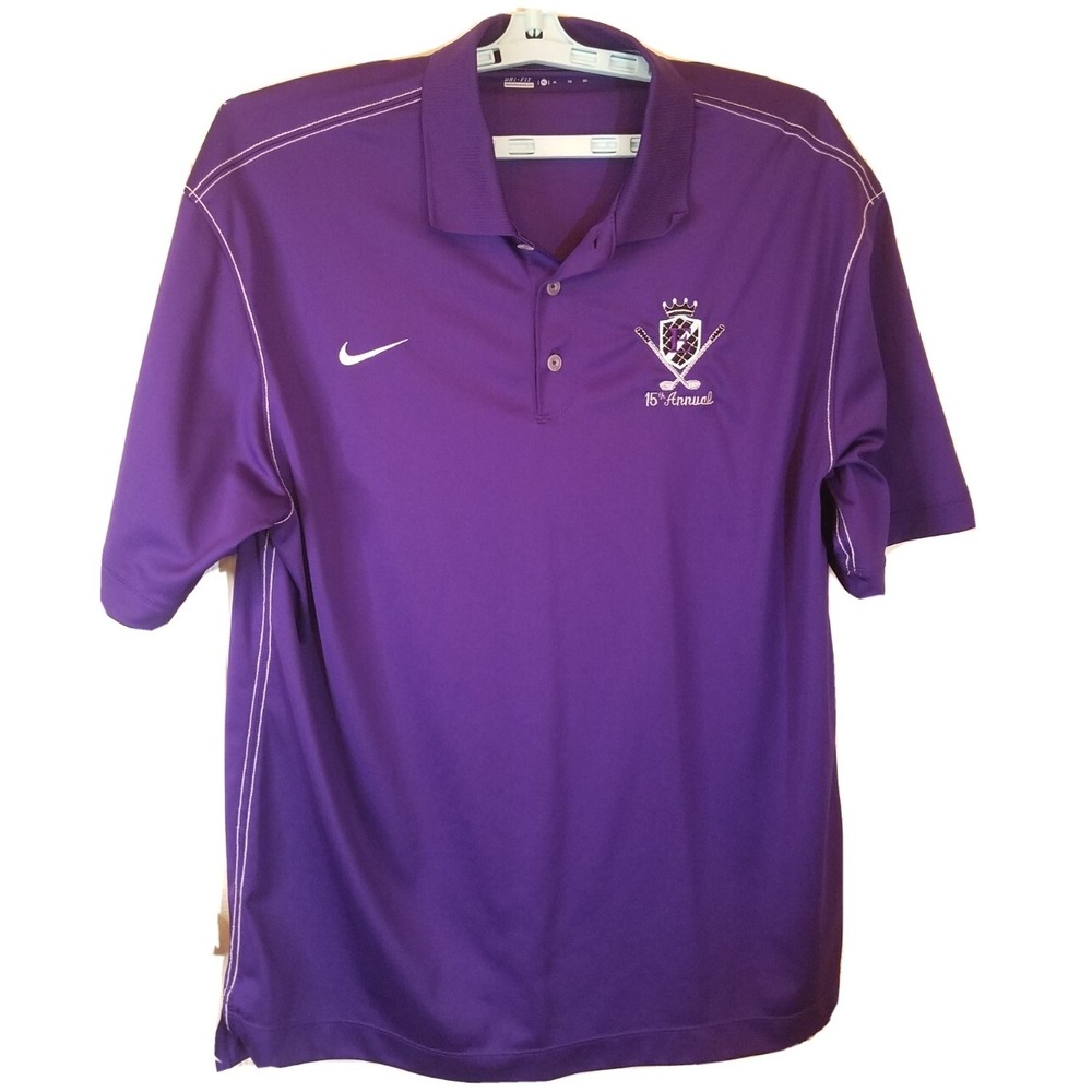 Nike Golf Drifit Purple Polo Shirt Shortโ Sleeve White Trim Mens XL Xtra Large